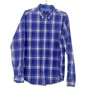 AMERICAN EAGLE Mens purple Checkered Plaid athletic Fit Button Up size XL